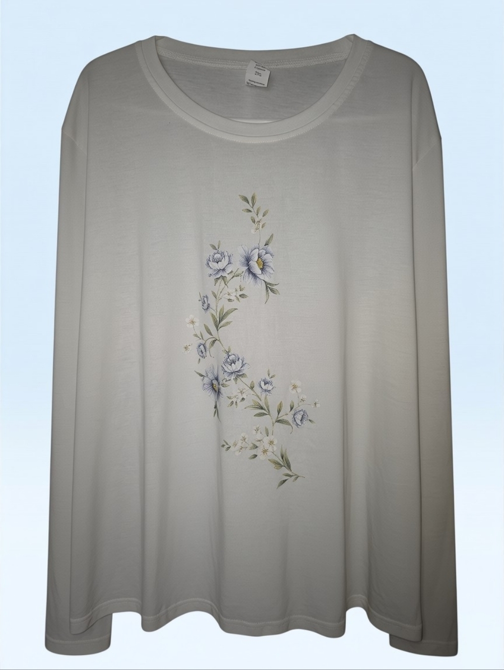 🦋Blue Flowers On Basic White Tshirt 2XL - Picture 1 of 4